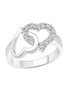 Vighnaharta Rhodium-Plated CZ Studded Finger Ring