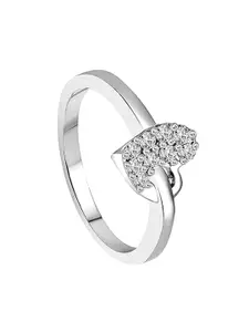 Vighnaharta Rhodium-Plated CZ-Studded Finger Ring