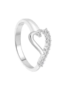 Vighnaharta Rhodium-Plated CZ-Studded Finger Ring
