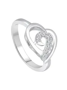 Vighnaharta Rhodium-Plated CZ-Studded Finger Ring