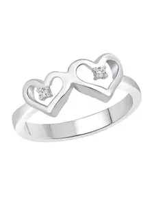 Vighnaharta Rhodium-Plated CZ-Studded Finger Ring