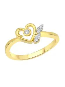 Vighnaharta Gold-Plated CZ-Studded Finger Ring