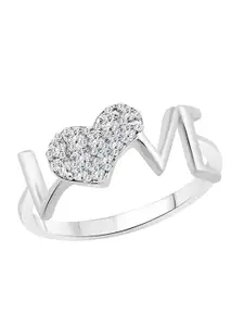 Vighnaharta Rhodium-Plated CZ Studded Finger Ring