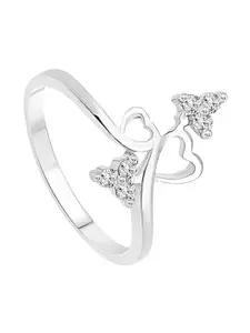 Vighnaharta Rhodium-Plated CZ-Studded Finger Ring
