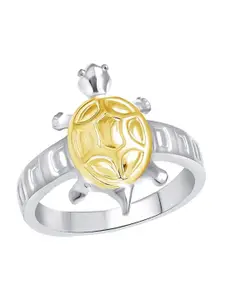 Vighnaharta Rhodium-Plated CZ-Studded Finger Ring