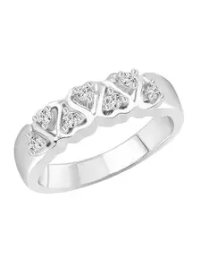 Vighnaharta Rhodium-Plated CZ-Studded Finger Ring