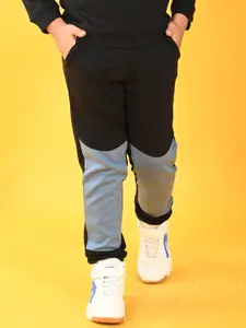 Anthrilo Infant Boys Relaxed Fit High-Rise Colourblocked Fleece Joggers