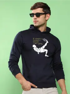 Campus Sutra Graphic Printed Hooded Cotton Sweatshirt