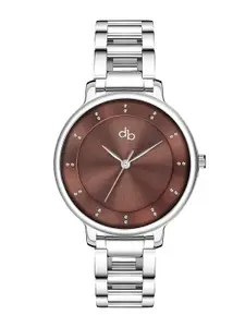 DressBerry Women Brown Embellished Dial Stainless Steel Straps Analogue Watch-DB-007-Brown