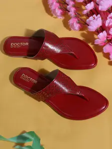 DOCTOR EXTRA SOFT Memory Foam Textured Open Toe Flats With Laser Cuts