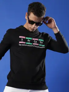 Campus Sutra Typography Printed Hooded Sweatshirt