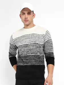 Campus Sutra Striped Woollen Pullover Sweater