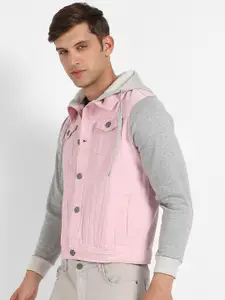 Campus Sutra Hooded Windcheater Cotton Denim Jacket