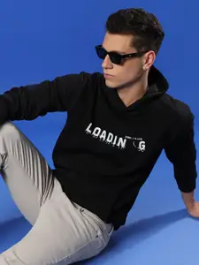 Campus Sutra Printed Hooded Cotton Sweatshirt