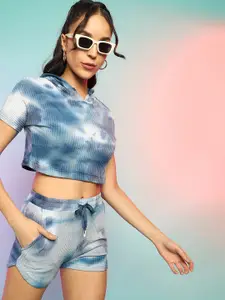 Campus Sutra Tie & Dyed Crop Top & Shorts Co-Ords