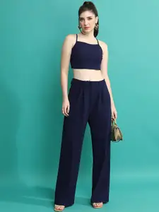 Tokyo Talkies Sleeveless Crop Top With Trousers