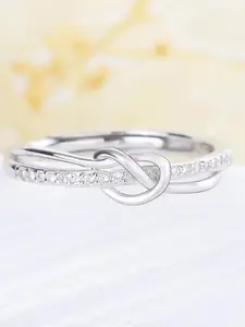 MYKI Silver-Plated CZ-Studded Finger Ring