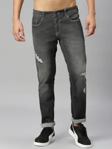 Harvard Charcoal Men Slim Fit Low-Rise Mildly Distressed Light Fade Stretchable Jeans