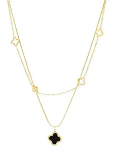 MYKI Gold-Plated Stainless Steel CZ-Studded Pendant With Chain
