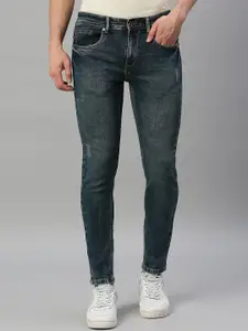 Mast & Harbour Men Blue Slim Fit Mid Rise Mildly Distressed Heavy Fade Stretchable Jeans