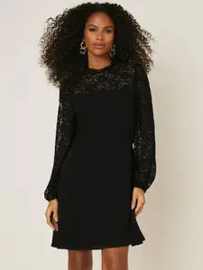 DOROTHY PERKINS Puff Sleeve Lace Insert A-Line Dress