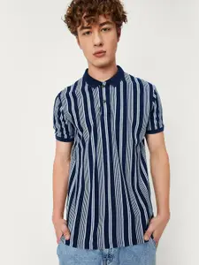 max Striped Polo Collar Regular Fit Cotton T-shirt