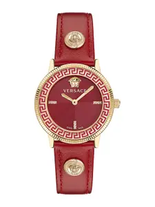 Versace Women Patterned Dial & Leather Straps Analogue Watch VE2P00722