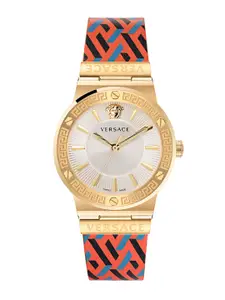 Versace Women Embellished Dial & Leather Straps Analogue Watch VEVH01521