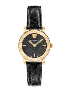 Versace Women Dial & Leather Textured Straps Analogue Watch VEU300221
