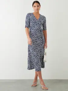DOROTHY PERKINS Polka Dot Print Wrap Style Midi Dress
