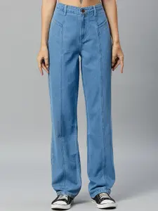 Harvard Blue Women High-Rise Clean Look Light Fade Pure Cotton Jeans