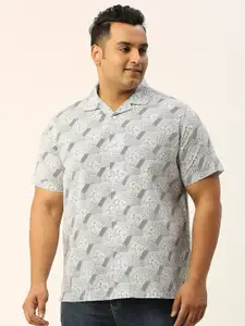 Sztori Plus Size Classic Ethnic Motifs Printed Pure Cotton Casual Shirt