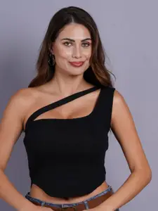 SIGHTBOMB One Shoulder Fitted Crop Top