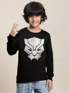 Kids Ville Boys Black Panther Printed Cotton Sweatshirts
