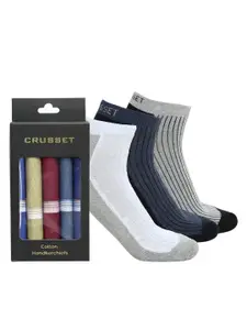 CRUSSET Men Pack Of 3 Ankle Length Socks With Handkerchiefs