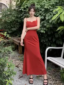 StyleCast Red Shoulder Straps Maxi Dress