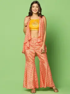 FASHION DREAM Printed Crop Top & Sharara With Shrug