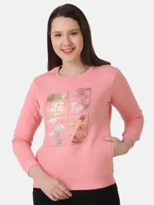 FLOSBERRY Printed Round Neck Cotton Sweatshirt