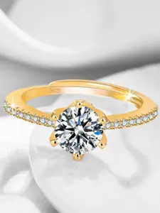 MYKI Gold-Plated CZ Studded Stainless Steel Finger Ring