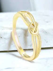MYKI Gold-Plated CZ-Studded Stainless Steel Finger Ring