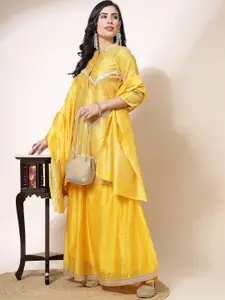 Sangria Zari-Detail A-Line Kurta & Skirt With Dupatta