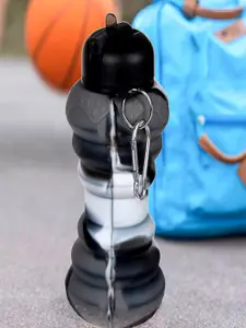 Kuber Industries Black Printed Foldable Sipper 600ml