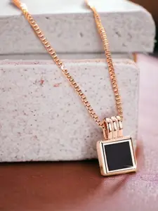 MYKI Rose Gold-Plated Square Pendant With Chain