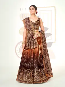 SHOPGARB Embroidered Sequinned Semi-Stitched Lehenga & Unstitched Blouse With Dupatta