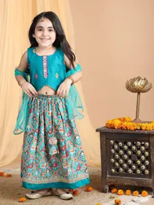 Kinder Kids Girls Embroidered Ready to Wear Lehenga & Blouse With Dupatta