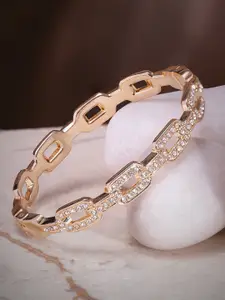 Rubans Voguish Women Gold-Plated Cubic Zirconia Bangle-Style Bracelet
