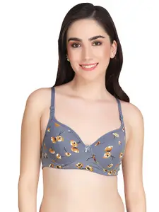 Aamarsh Floral Printed Full Coverage Minimizer Bra - 360 Degree Support