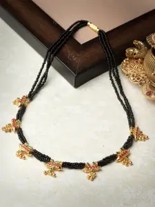 Sanjog Gold-Plated Beaded Charm Tabeej Tribal Choker Necklace