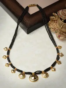 Sanjog Gold-Plated Beaded Traditional Mangalsutra Charm Choker Tribal Necklace