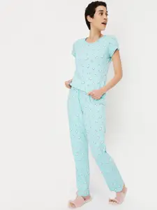 max Conversational Printed Pure Cotton Night suit